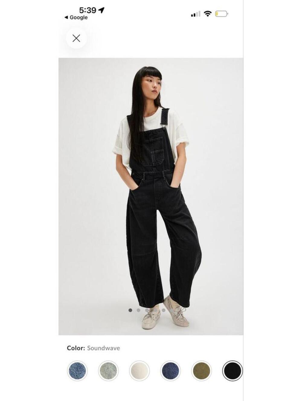 17. Free People good luck barrel overalls